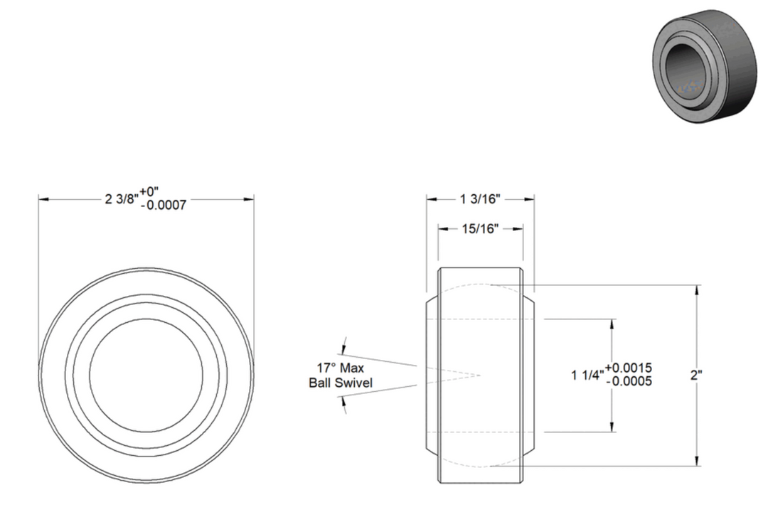 COMH20T Replacement Uniball Bearing - 1.25" UCA Spherical Bearing