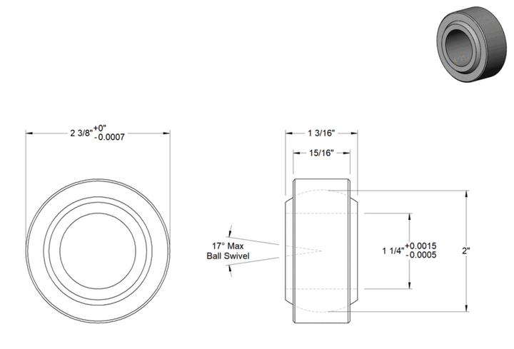 COMH20T Replacement Uniball Bearing - 1.25" UCA Spherical Bearing